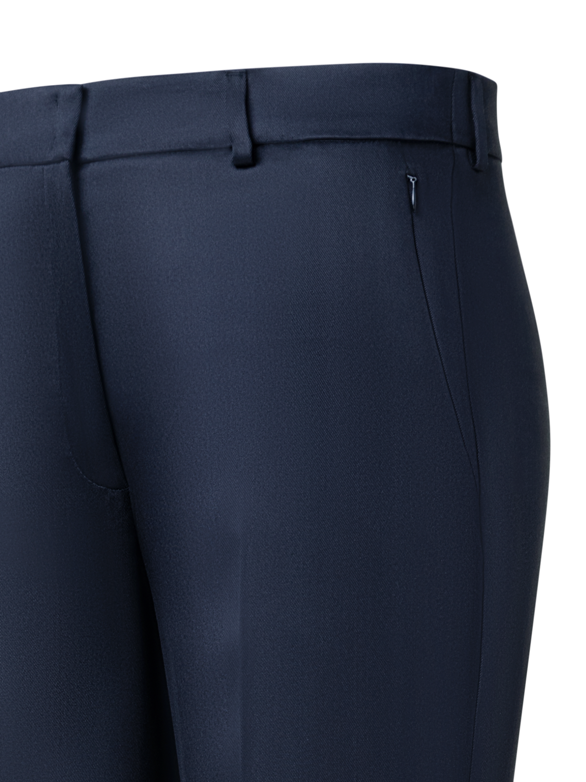 Designer Straight Silk Gabardine Pants - navy - blue