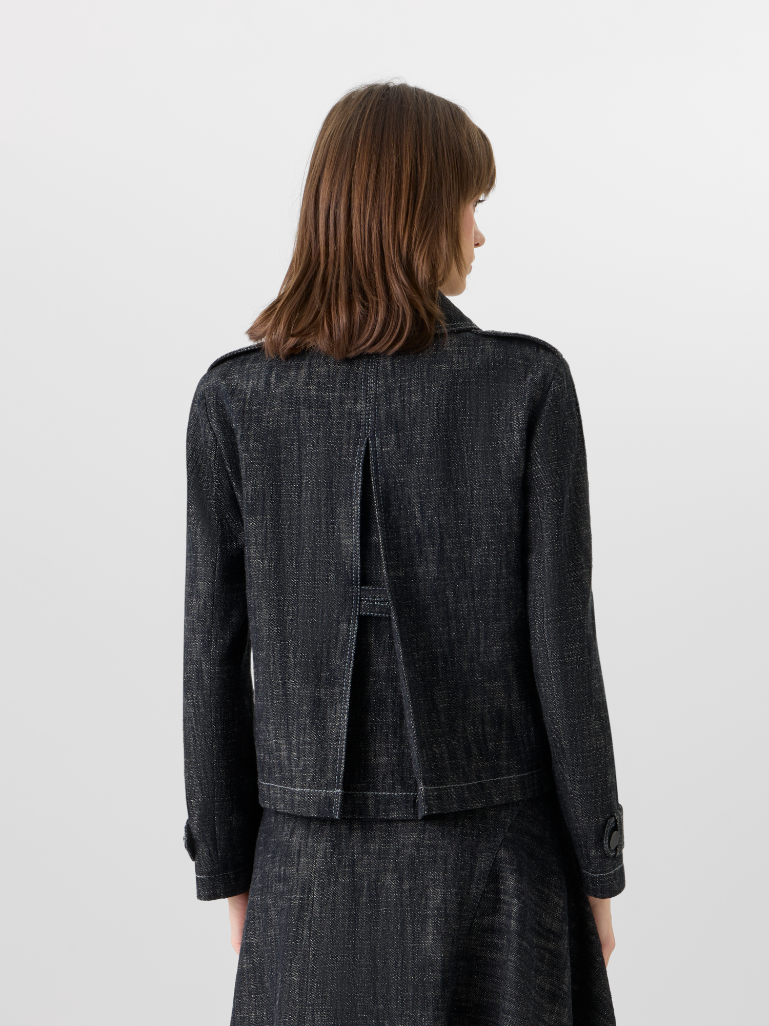 Designer Long-Sleeve Washed Heavyweight Cotton-Denim Jacket - black 
