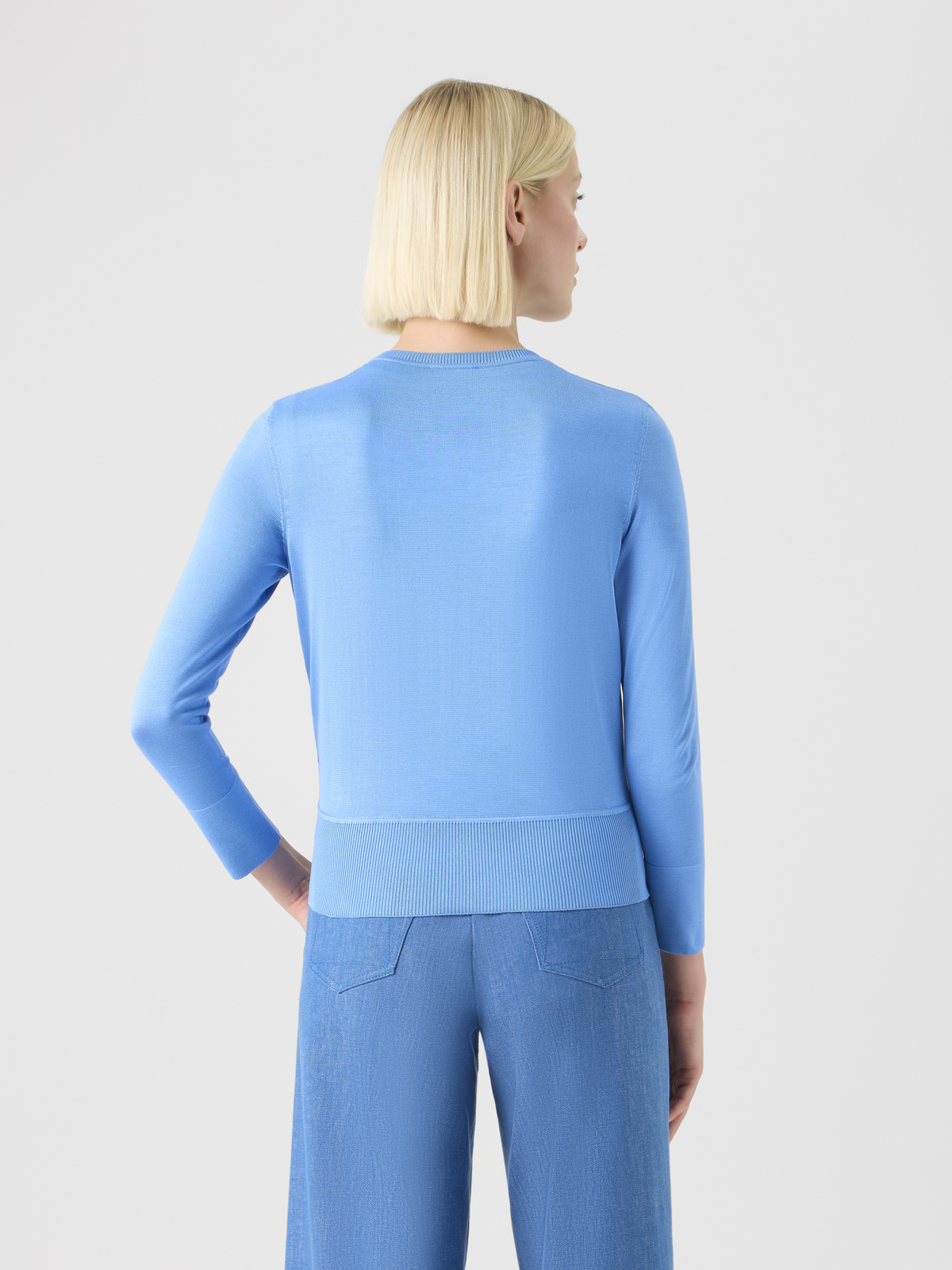 Designer Whitecaps Print Silk Cardigan - blue #editorial