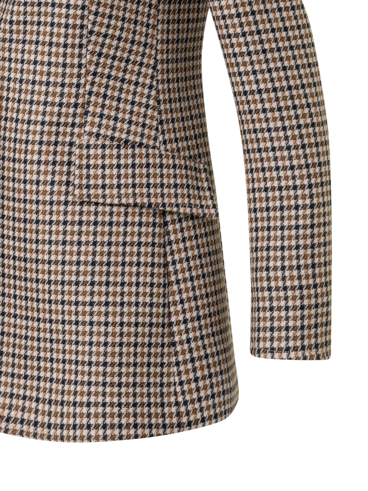 Designer Long Virgin Wool Houndstooth Boyfriend Blazer