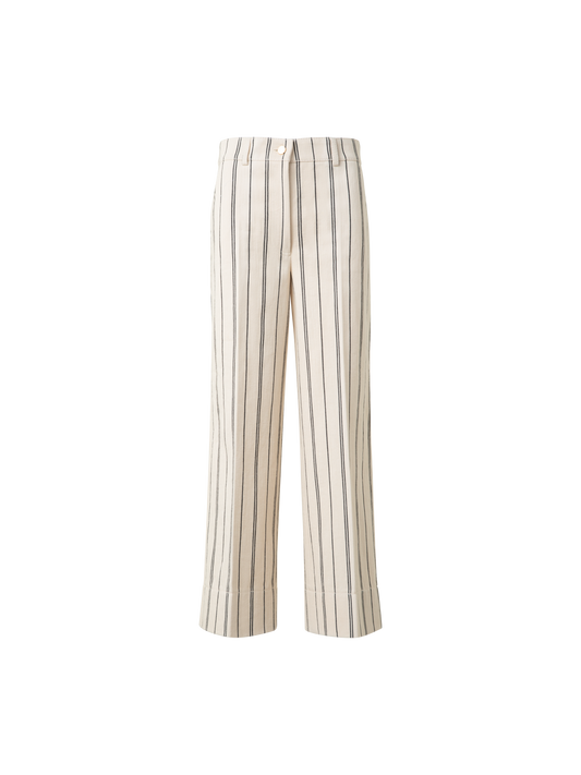 Designer Striped Light Cotton Culotte Pants - neutral - multicolor - ecru - white