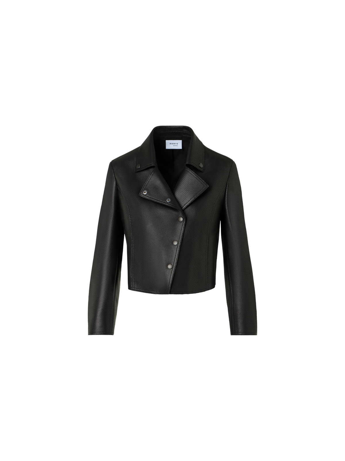 Designer Biker Jacket in Pin Dot Nappa Leather - black