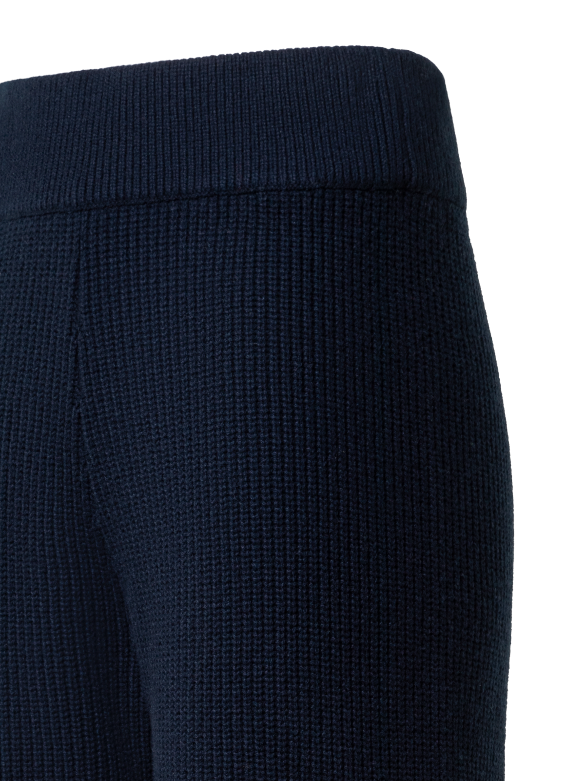 Designer Wide Wool Cashmere Blend Knit Pants - navy - blue