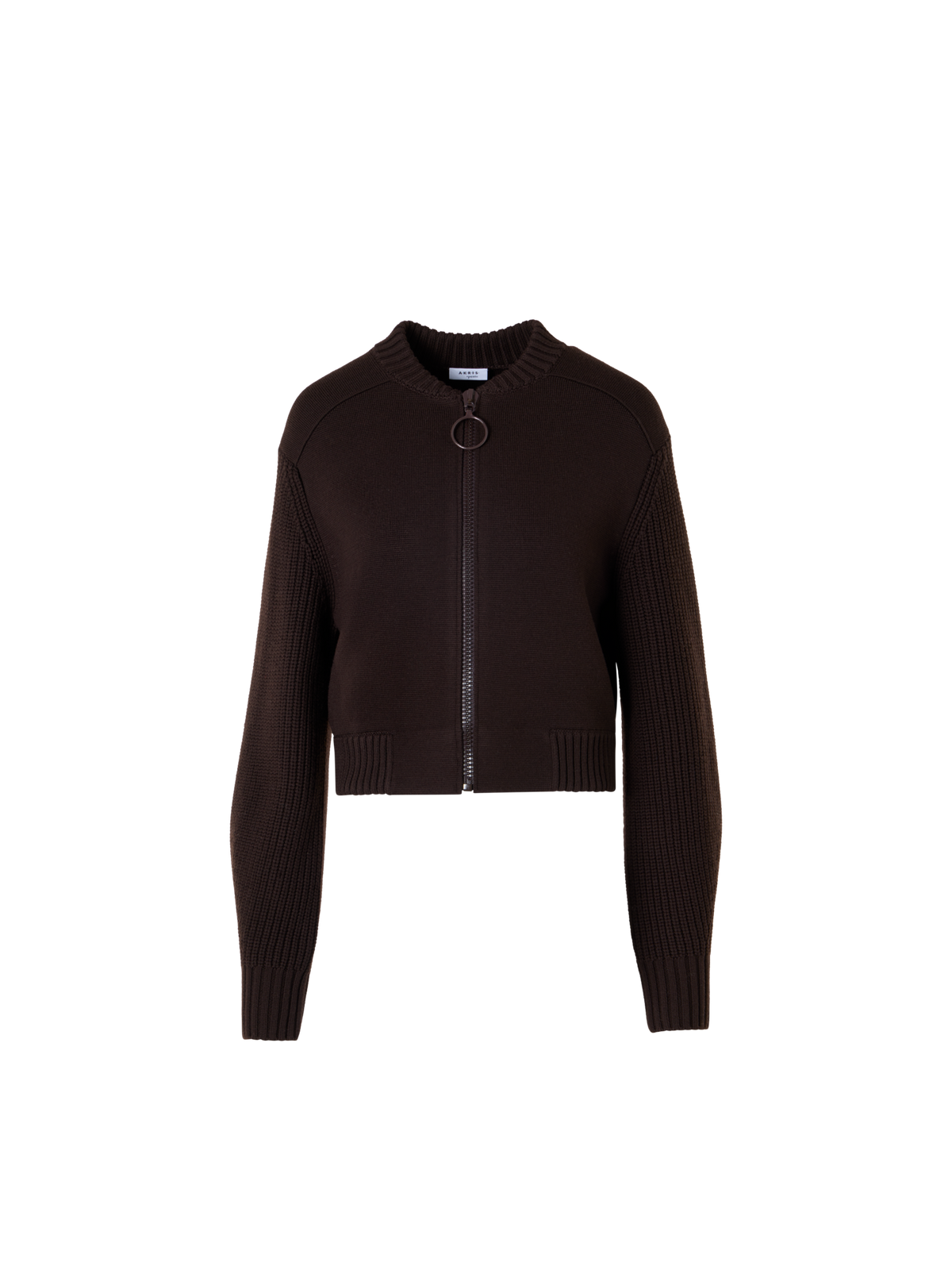 Designer Merino Wool Bomber Cardigan - brown