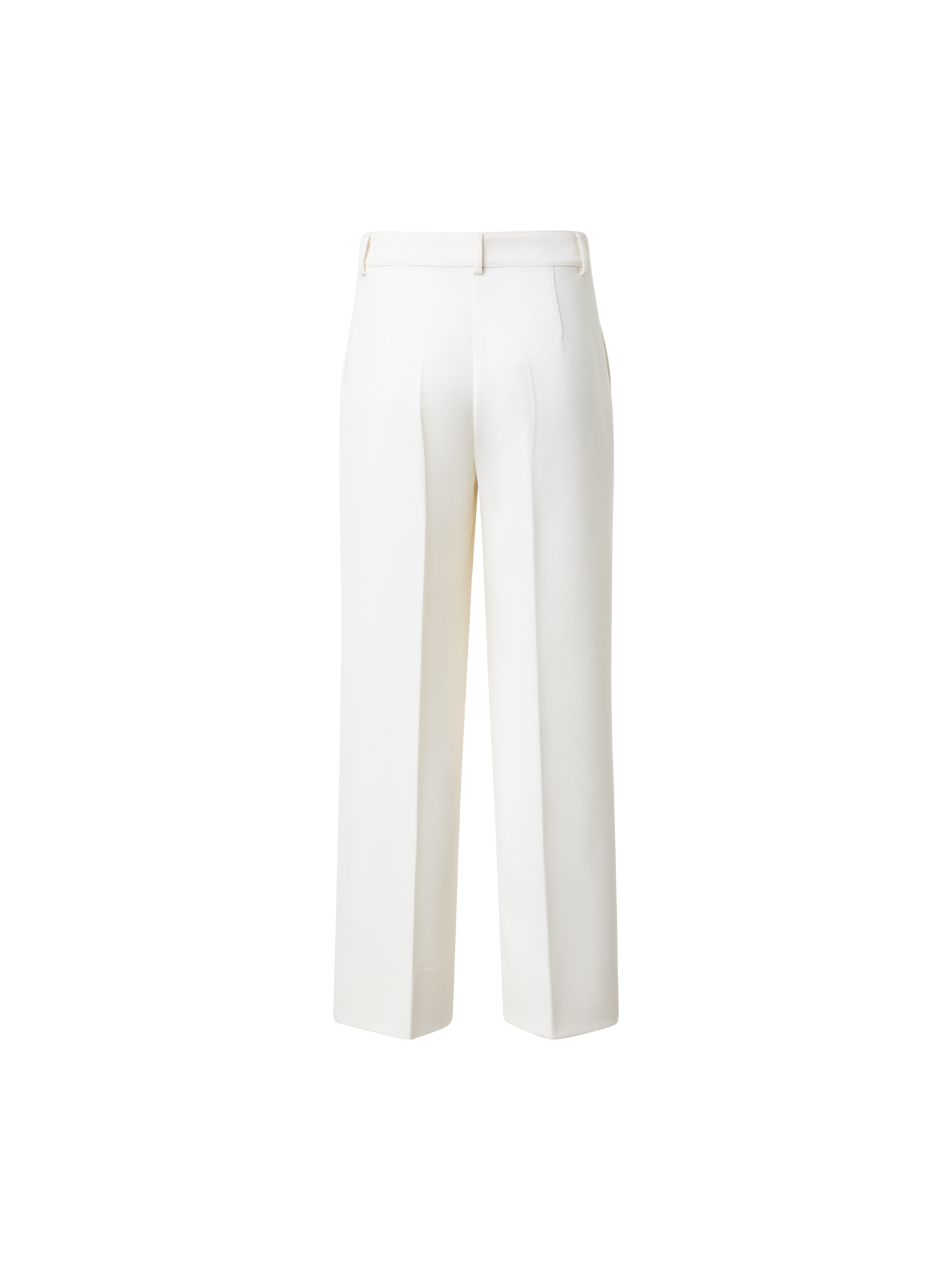 Designer Cropped Straight Wool Tricotine Pants - ecru - white