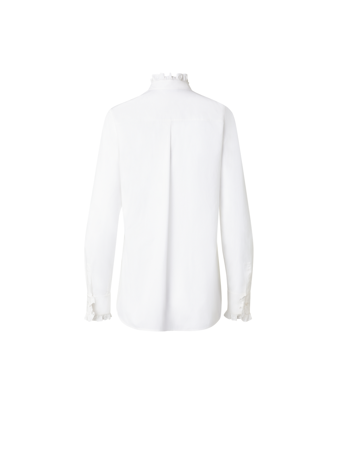Designer Cotton Poplin Ruffle Collar Blouse - ecru - white
