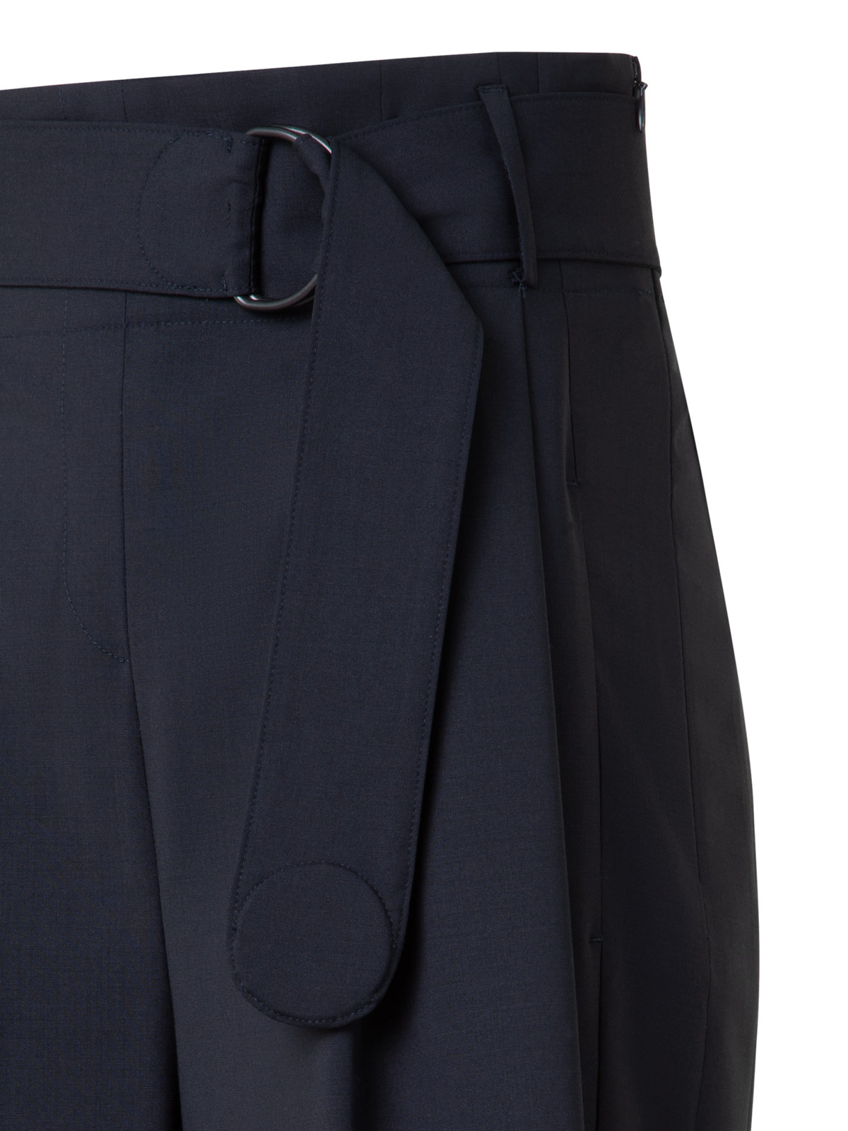 Designer Wide Cool Wool Bermuda Shorts - navy