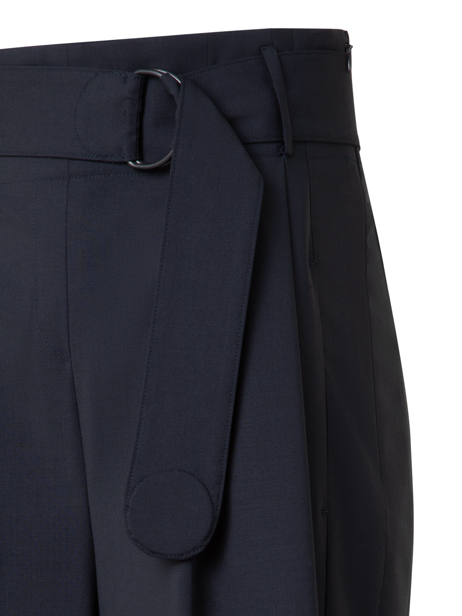 Designer Wide Cool Wool Bermuda Shorts - navy