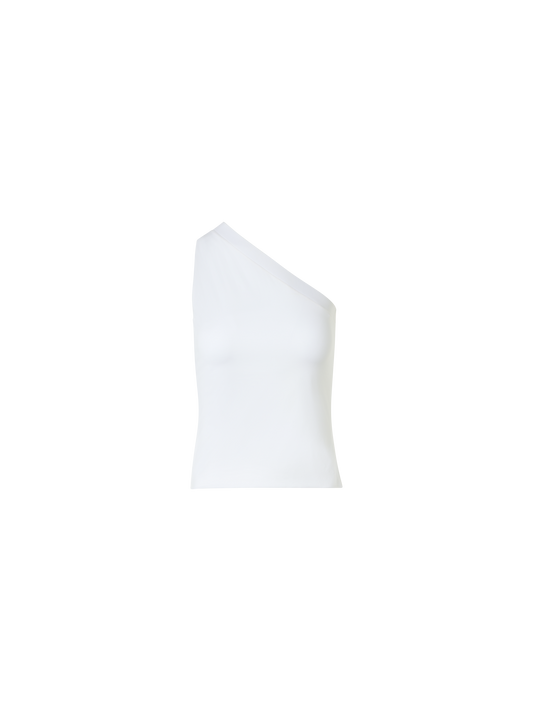 Designer Fitted One-Shoulder Cotton Jersey Top - ecru