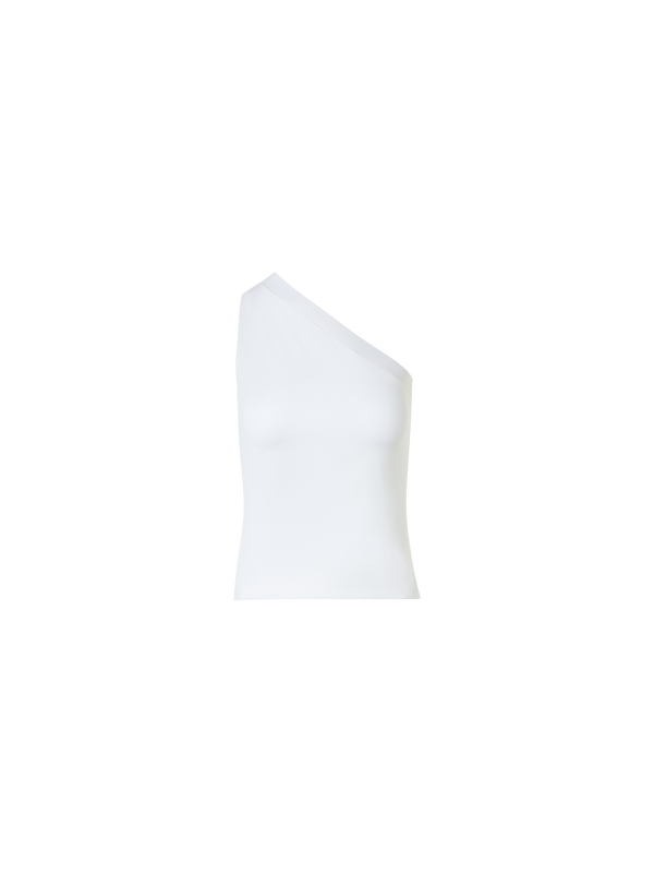 Designer Fitted One-Shoulder Cotton Jersey Top - ecru