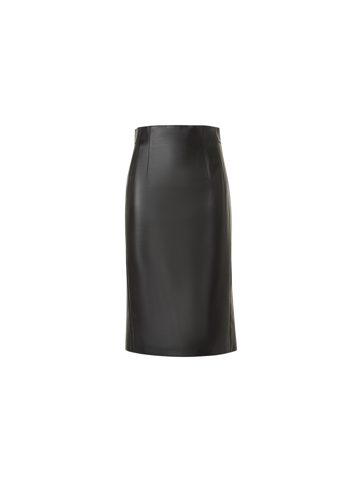 Designer High-Waist Lamb-Nappa Leather Pencil Skirt - black