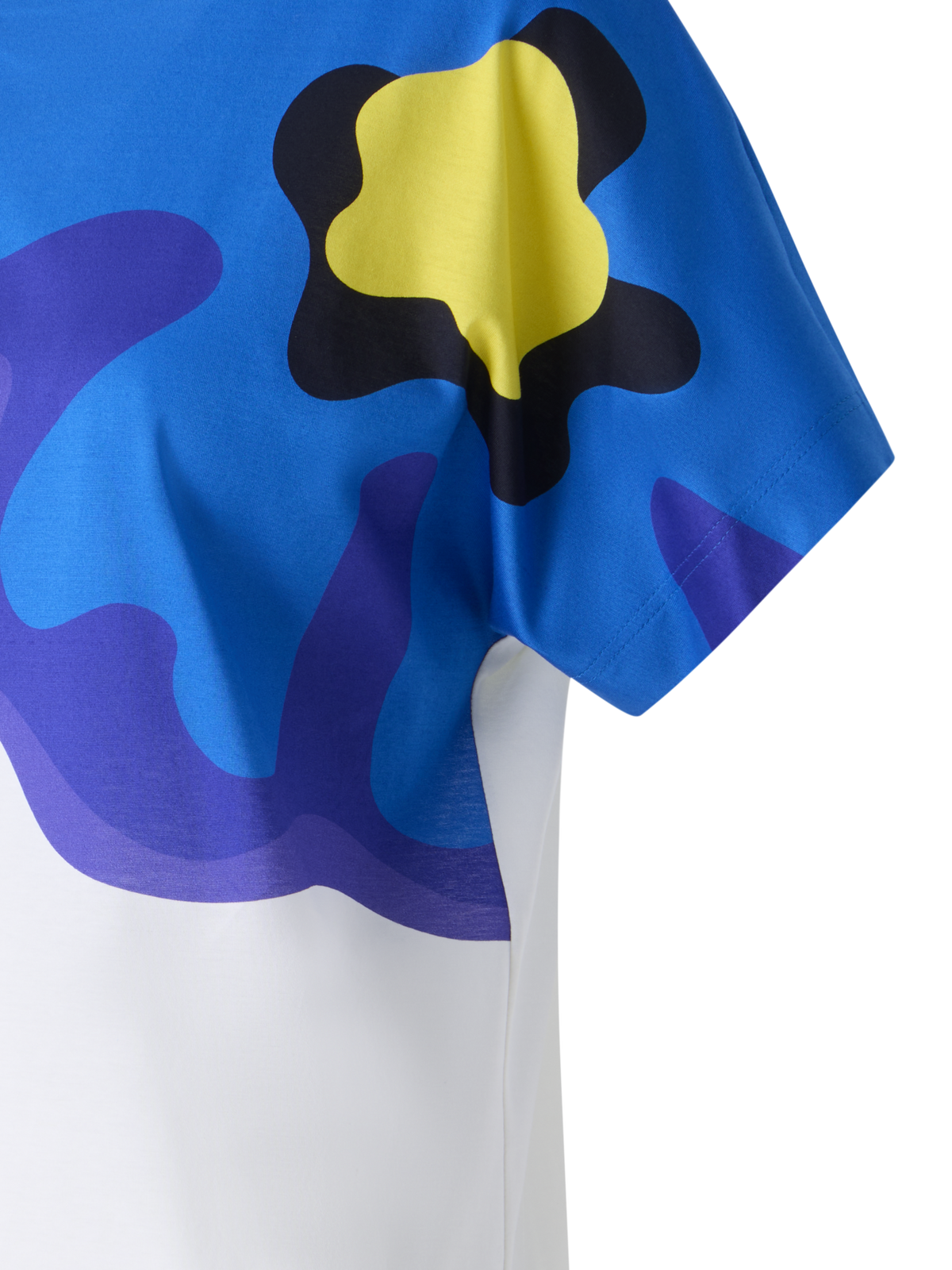 Designer Cotton T-Shirt with Pop Dot Flower - multicolor - white