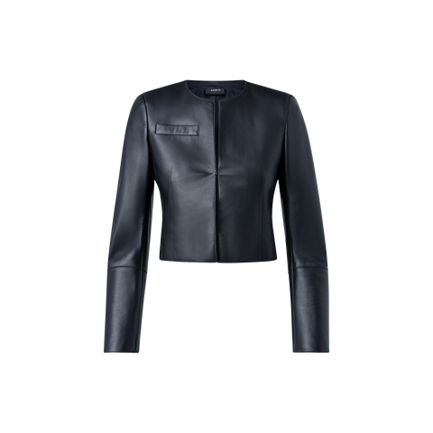 Cropped Lamb Nappa Leather Jacket