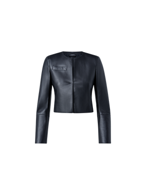 【AKRIS】アクリス レザージャケット【美品】 AKRIS アクリス 本ライン レザージャケット ブラック ノーカラー 40 M