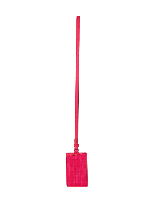 Designer Luggage Tag in Horsehair and Leather - red