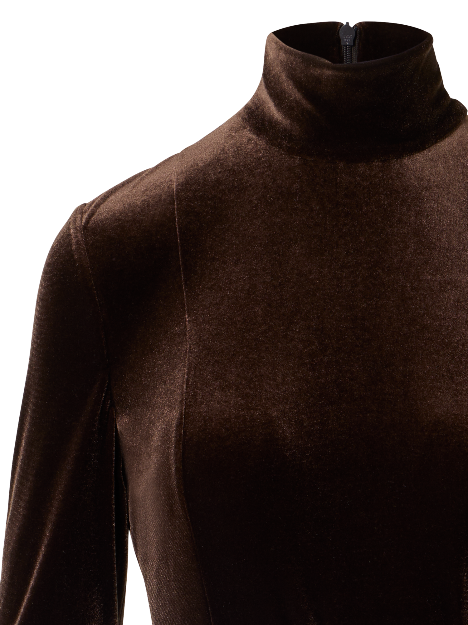 Designer Fitted Maxi Dress in Techno Stretch Velvet - brown