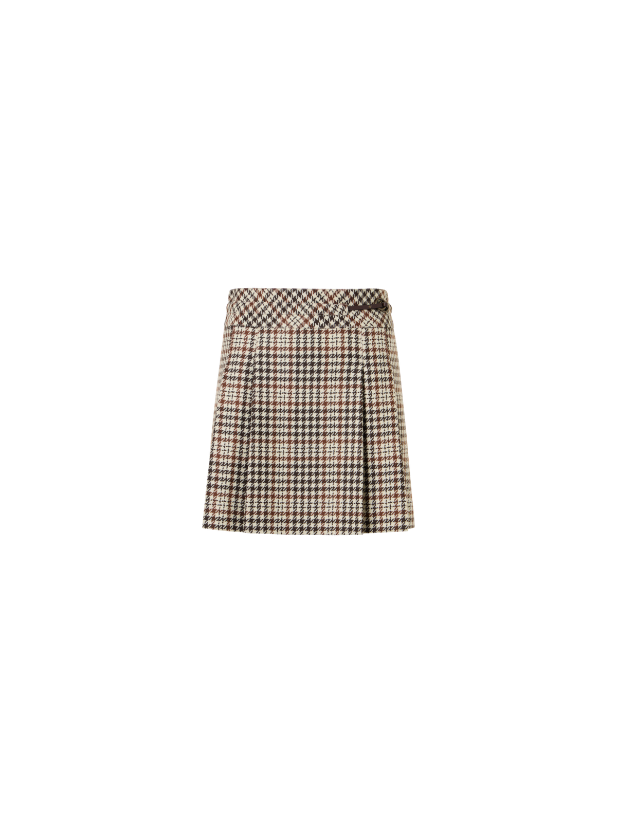 Designer Kilt Mini Skirt in Check Tweed - multicolor - brown