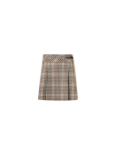 Designer Kilt Mini Skirt in Check Tweed - multicolor - brown