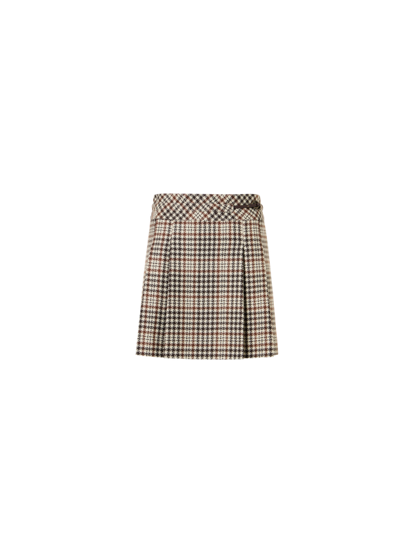 Designer Kilt Mini Skirt in Check Tweed - multicolor - brown