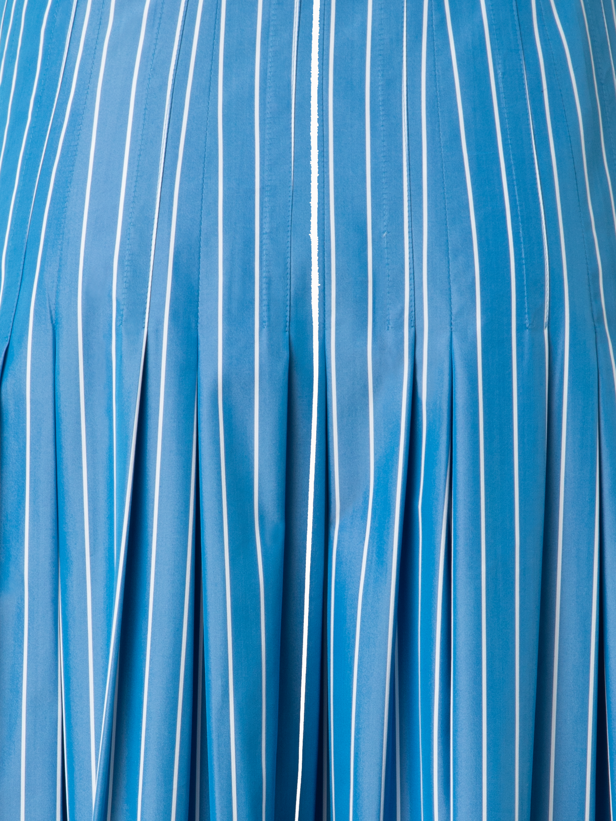 Designer Pleated Midi Skirt in Striped Cotton - blue - multicolor