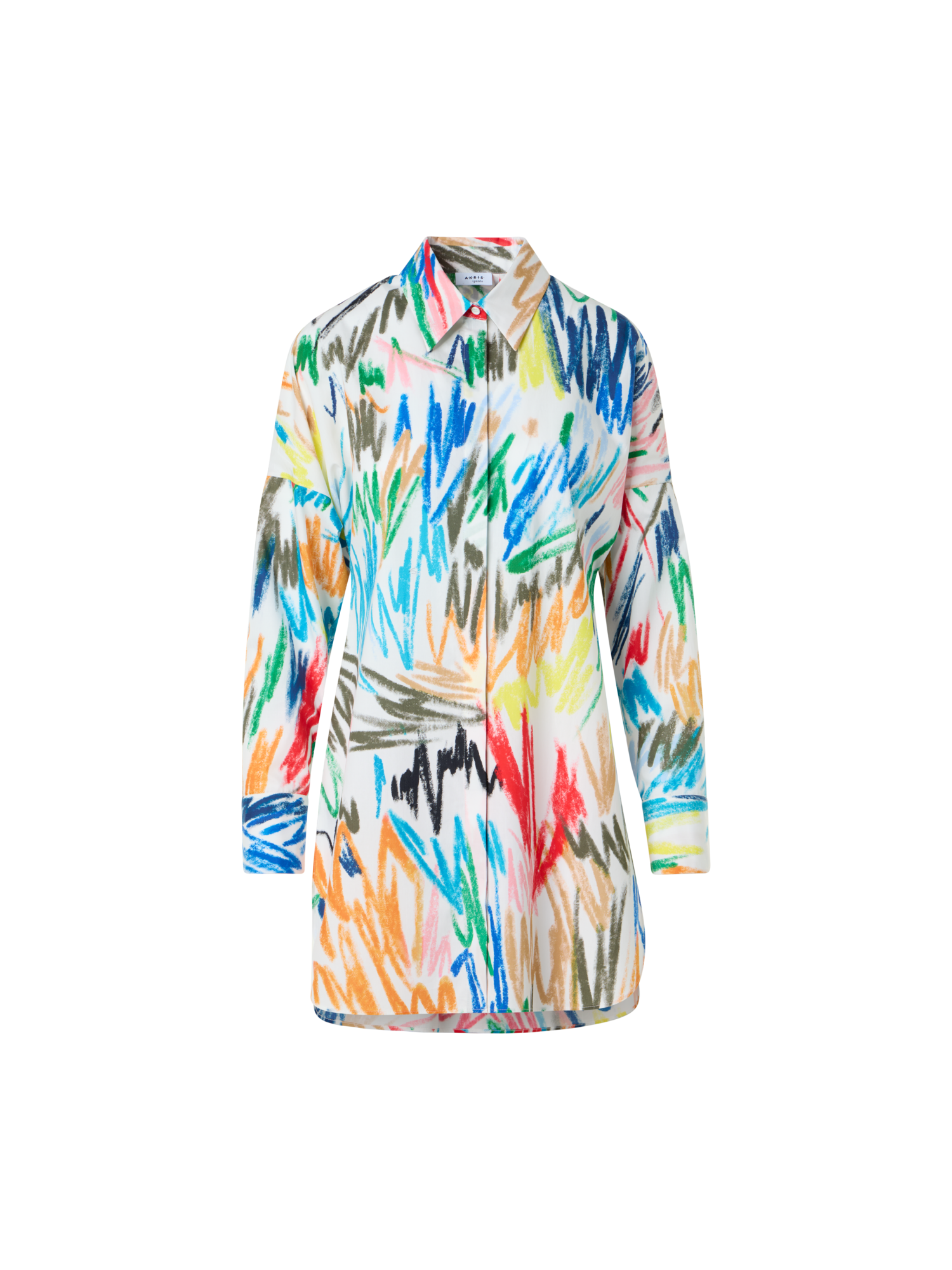 Designer Scribble Print Cotton Poplin Tunic - multicolor