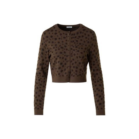 Cropped Cardigan in Leopard Jacquard