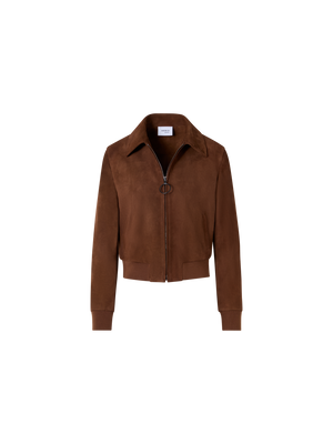 Designer Bomber Jacket in Suede Goat Leather - brown