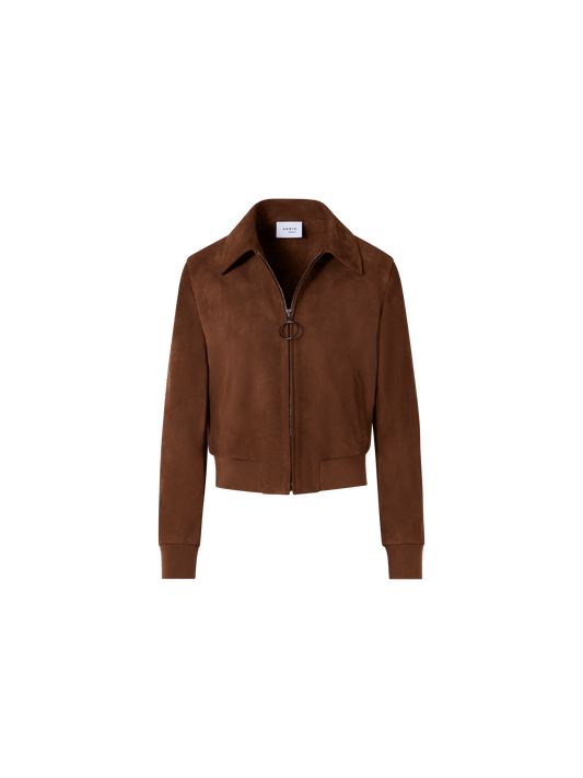 Designer Bomber Jacket in Suede Goat Leather - brown