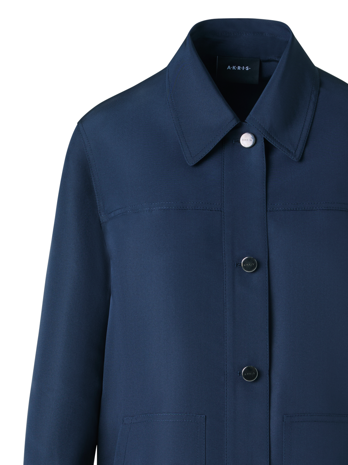 Designer Ottoman Silk Shirt Jacket - neutral - navy - blue