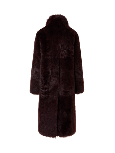 Designer Oversized Long Toscana Shearling Coat - red