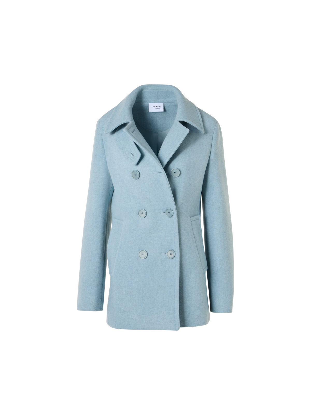 Designer Double-Breasted Peacoat in Felted Wool - blue