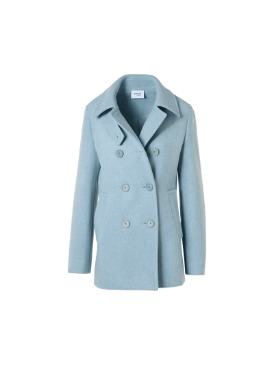 Designer Double-Breasted Peacoat in Felted Wool - blue