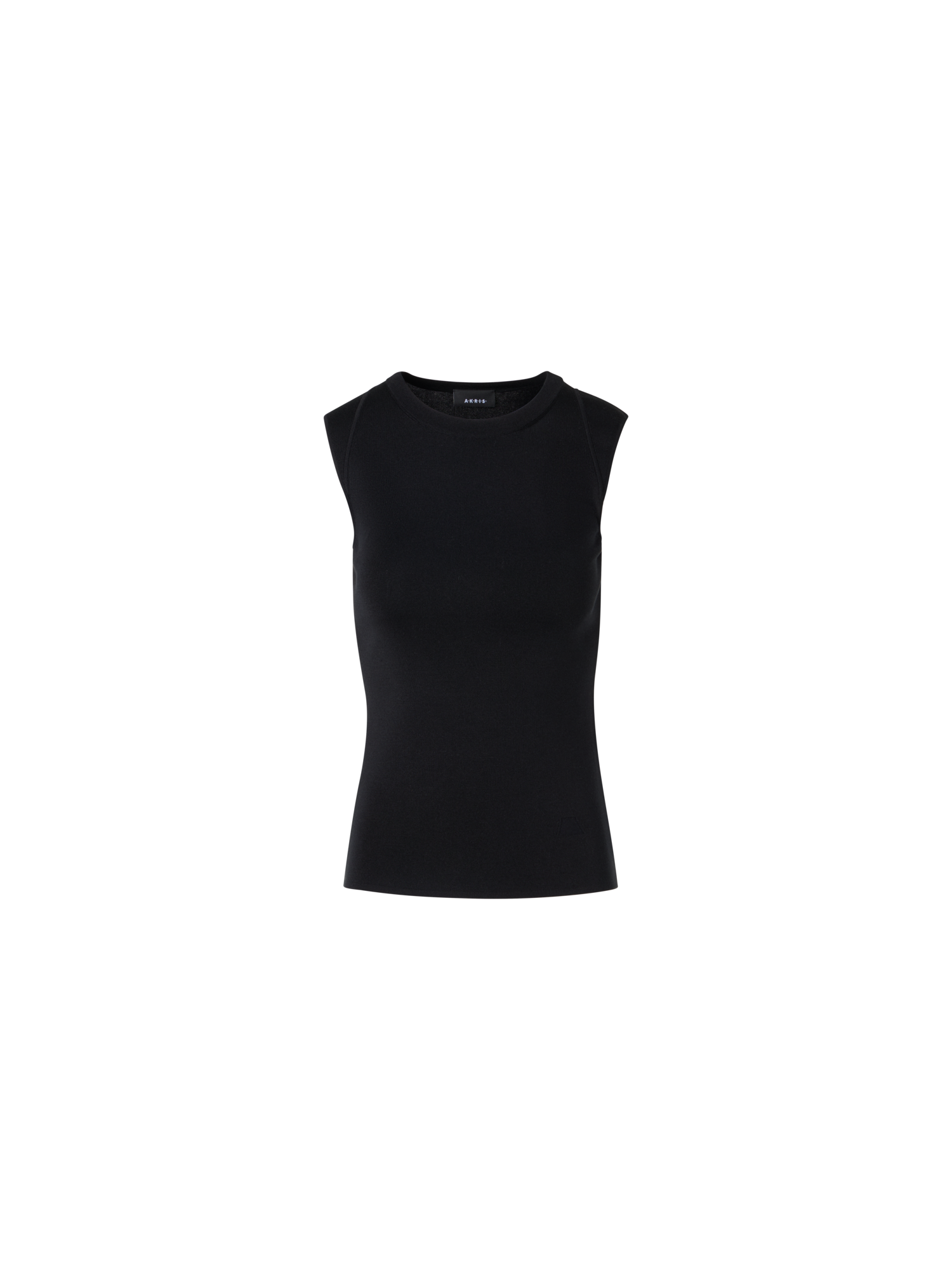 Designer Sleeveless Stretch-Silk Knit Top - black