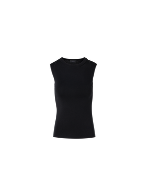 Designer Sleeveless Stretch-Silk Knit Top - black