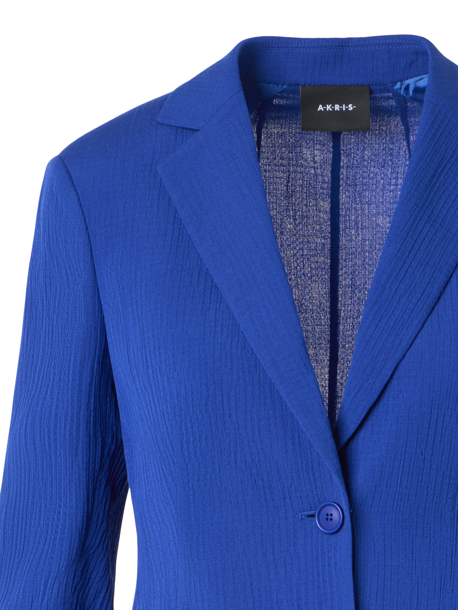 Designer Lavino Tailored Jacket in Structured Cotton Silk - blue