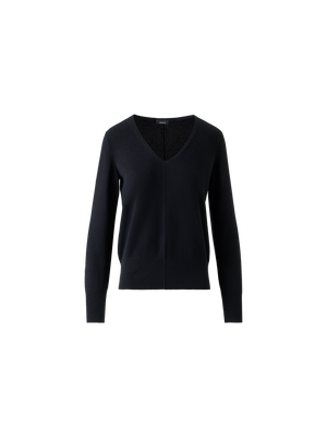 Designer 100% Cashmere V-Neck Knit Sweater - black - neutral - navy - blue - beige