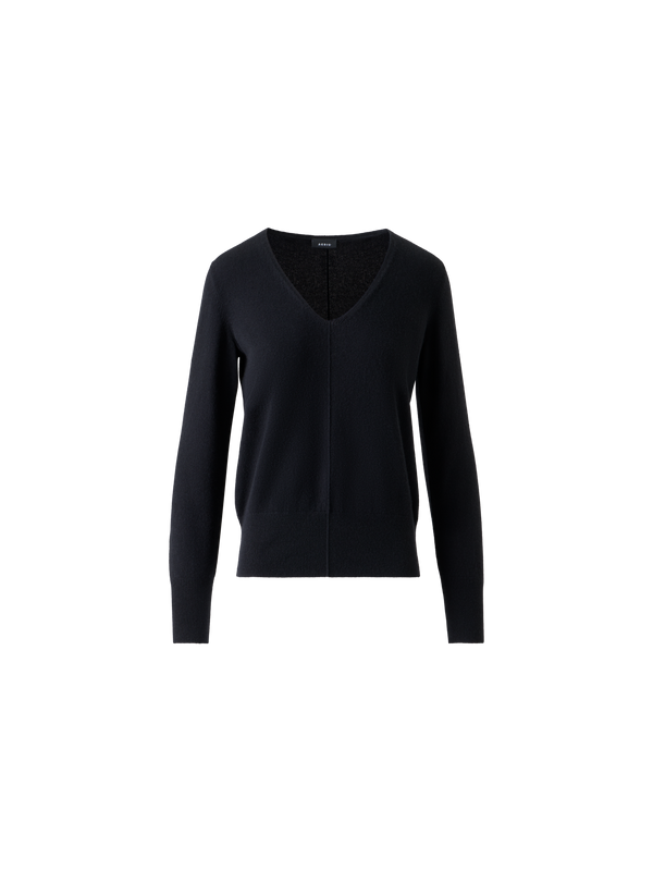 Designer 100% Cashmere V-Neck Knit Sweater - black - neutral - navy - blue - beige