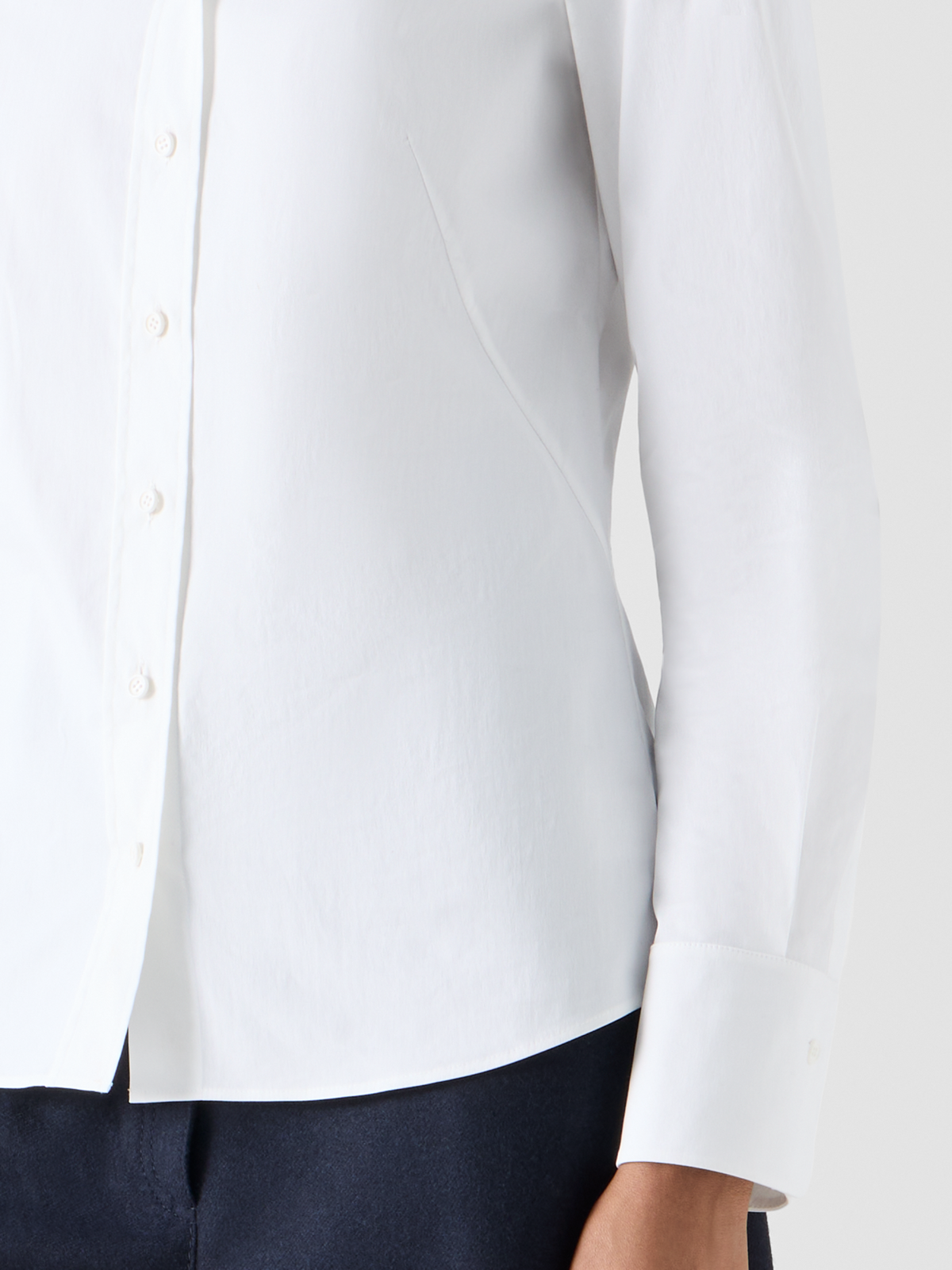 Designer Stretch Cotton Poplin Blouse - ecru 