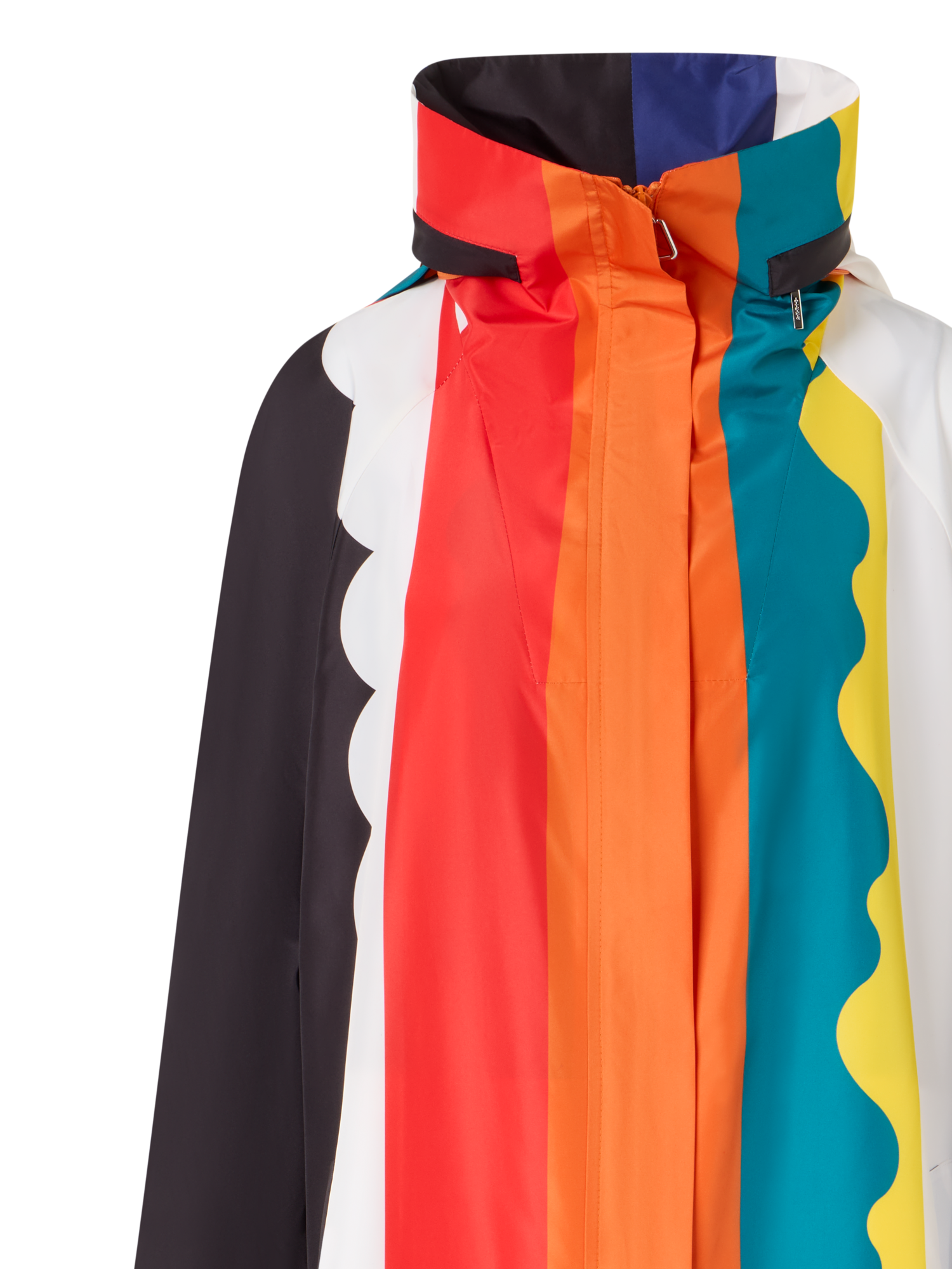 Designer Ivano Taffeta Maxi Coat with Paravent Print - multicolor