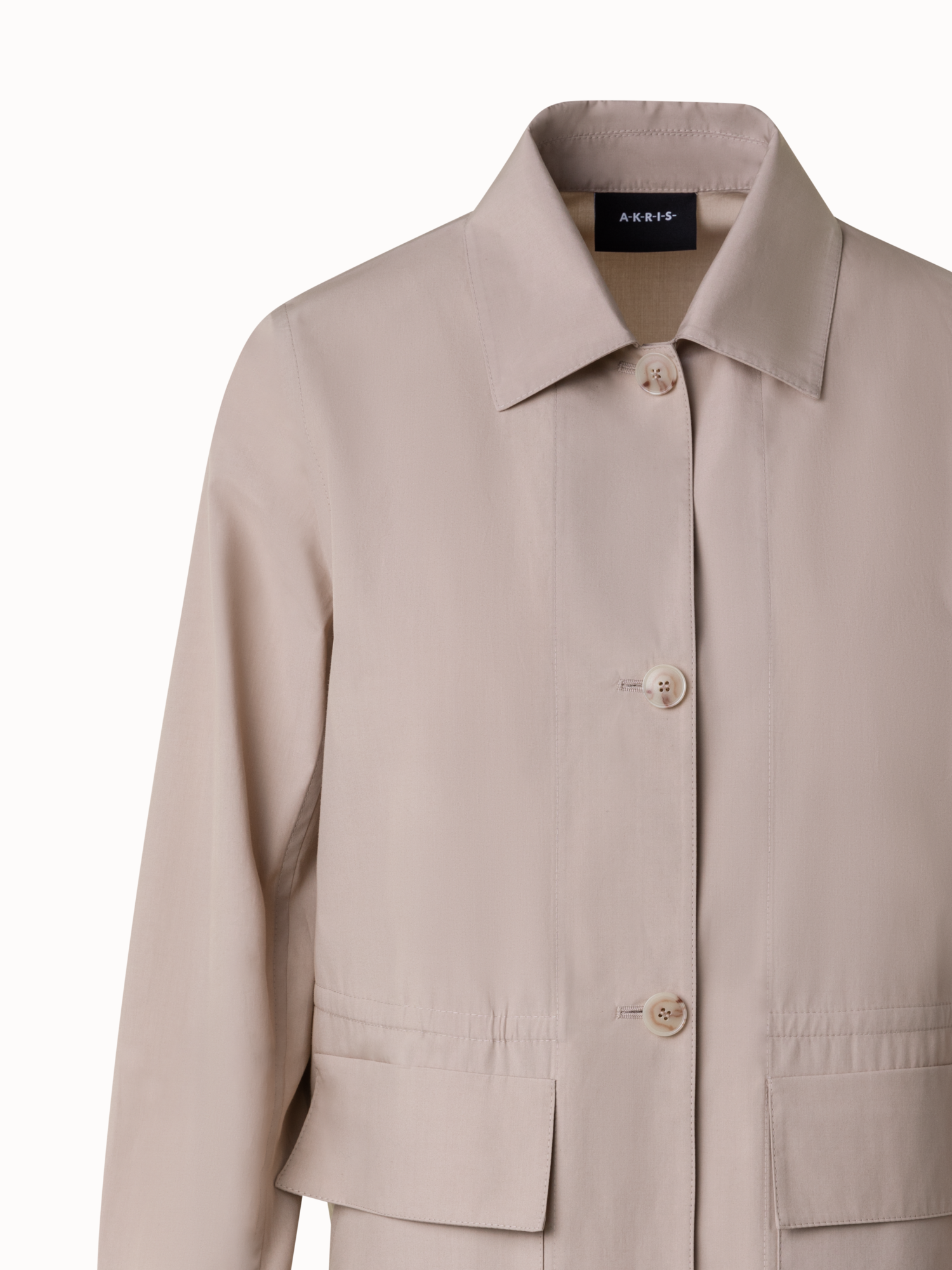 Designer Cotton Poplin Oversize Shirt Jacket - beige
