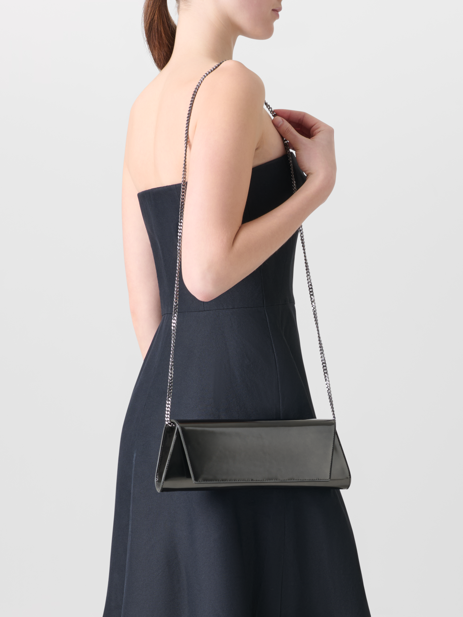 Designer Anouk Small Trapezoid Clutch - black - neutral - grey 