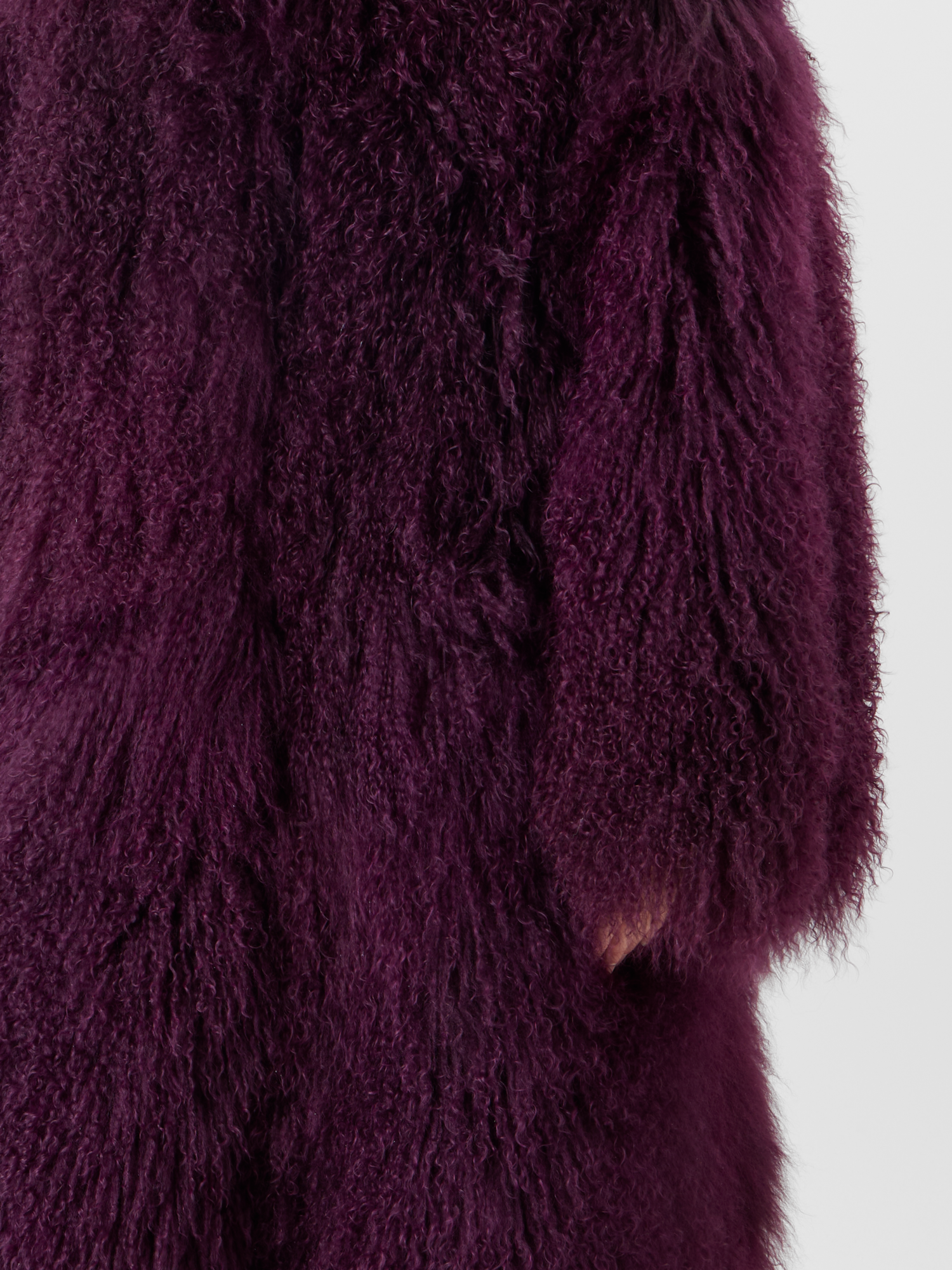 Designer Oversized Longhair Lamb Shearling Coat - red - purple 