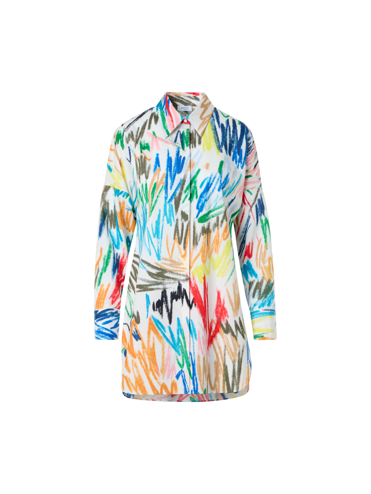 Designer Scribble Print Cotton Poplin Tunic - multicolor