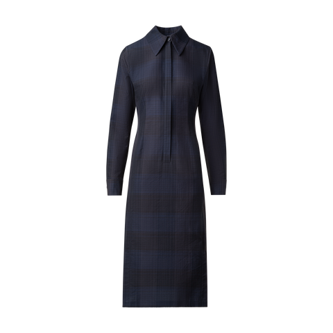 Midi Shirt Dress in Cotton Silk Seersucker