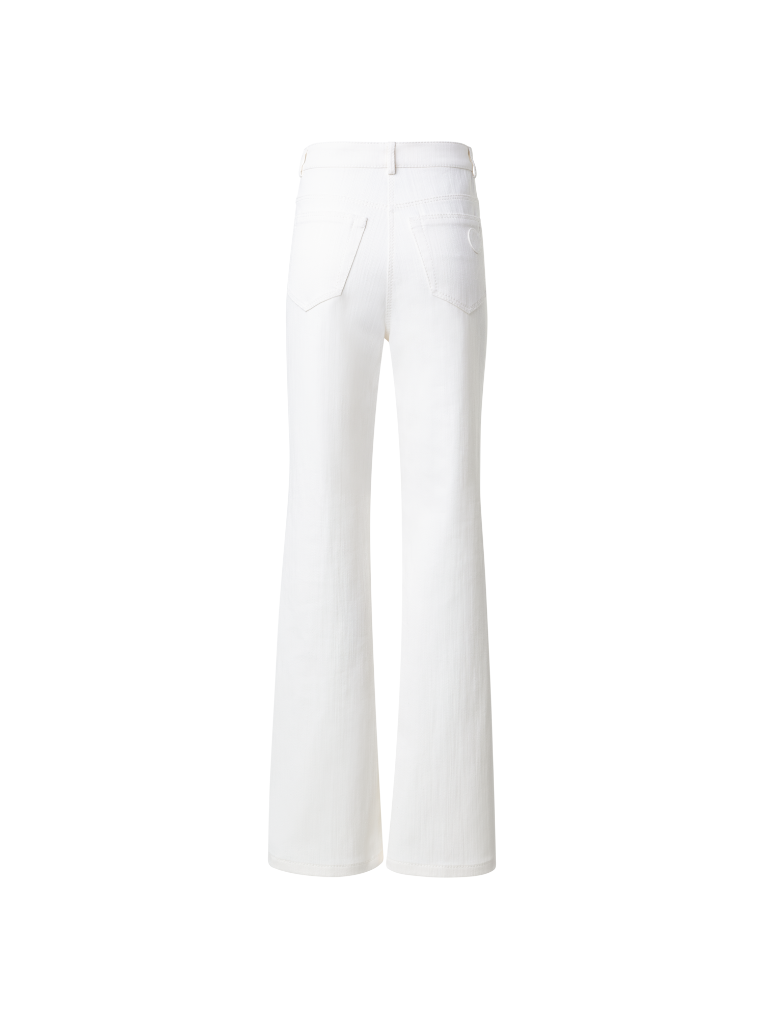 Designer Straight Cotton Denim Stretch Pants - ecru - white