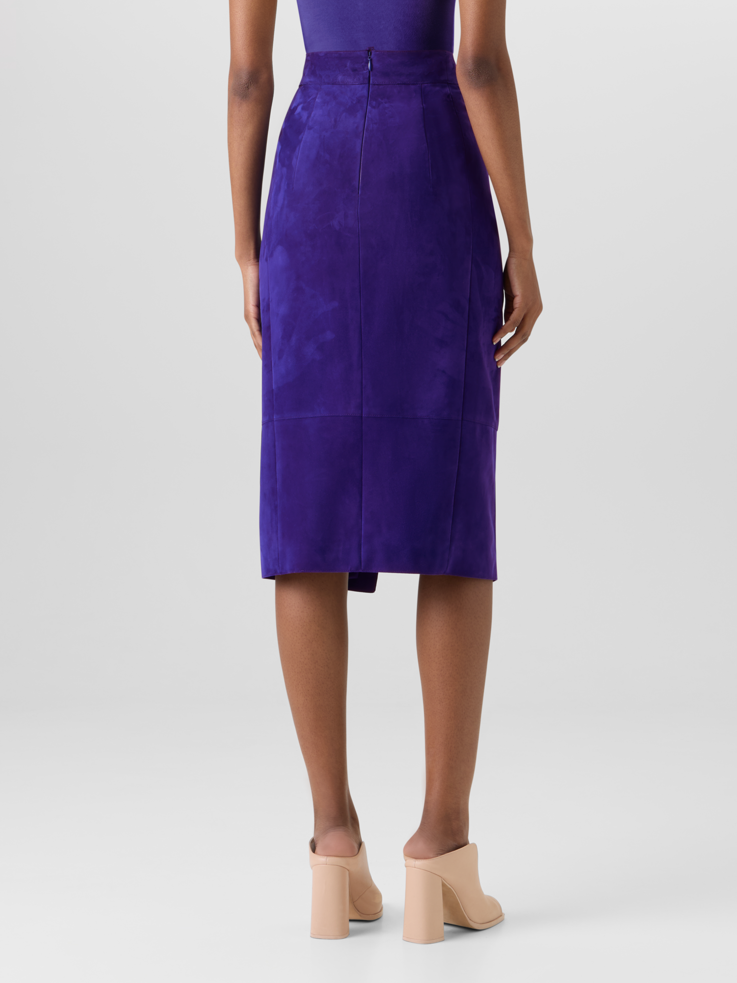 Designer Suede Pencil Skirt - purple 