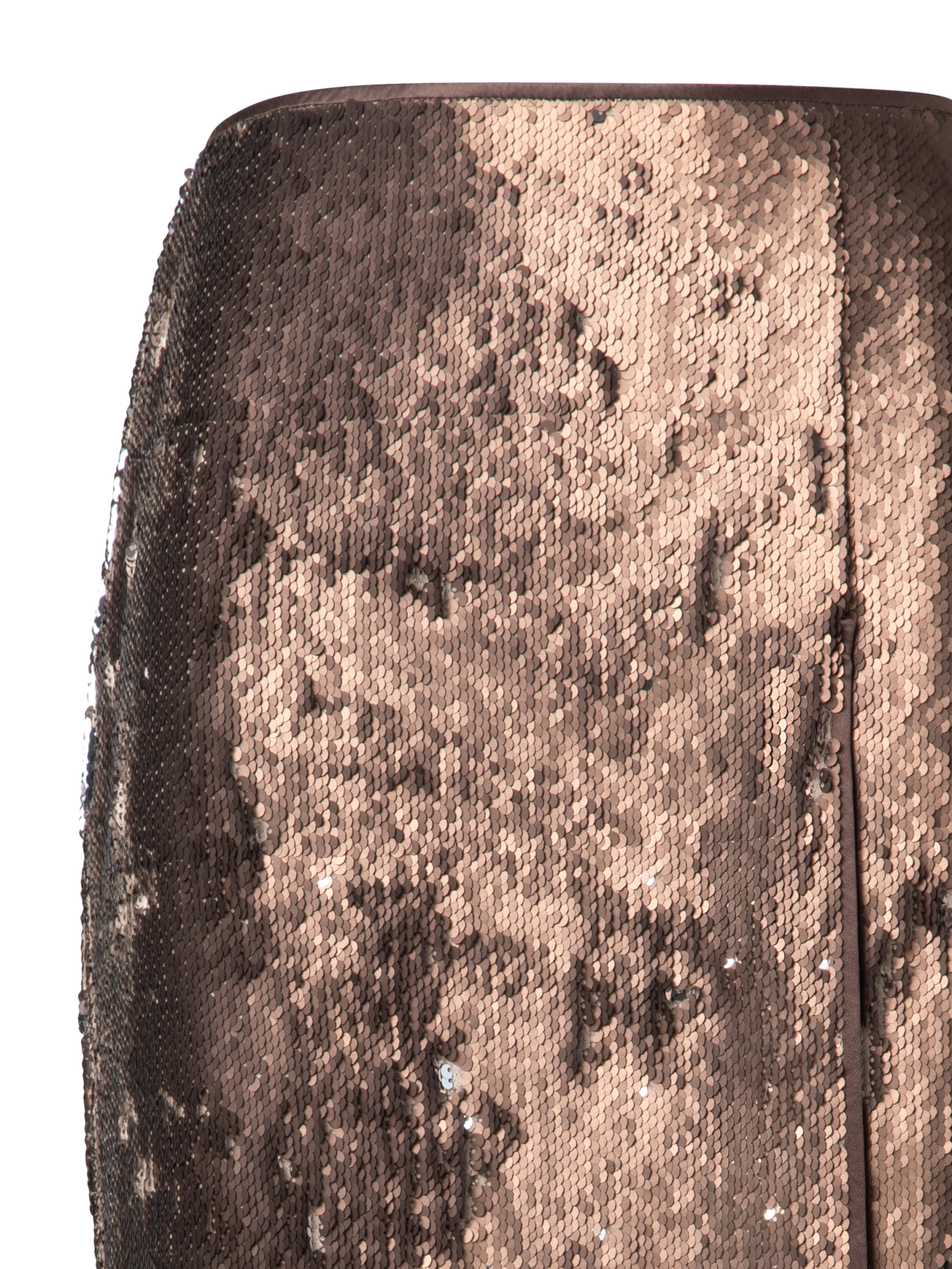 Designer Bi-Color Sequin Jersey Pencil Skirt with Slit - brown - gold