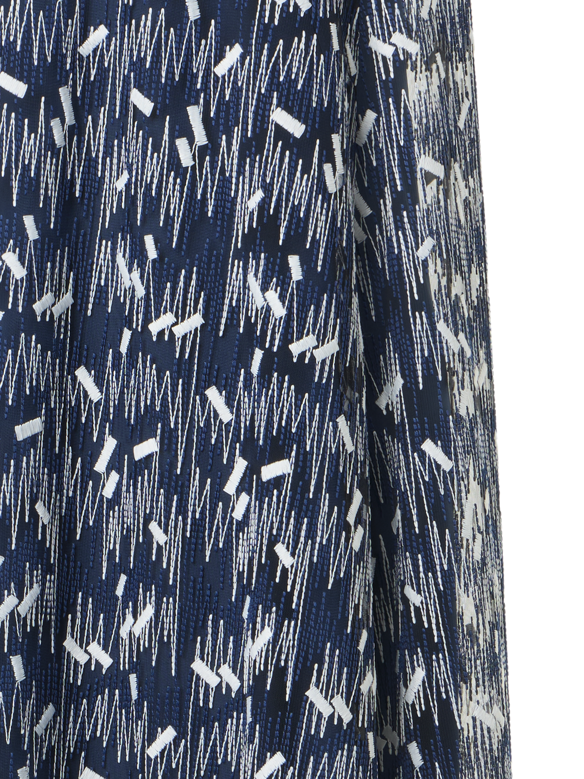 Designer Scribble Dot Embroidered Midi A-Line Dress - blue