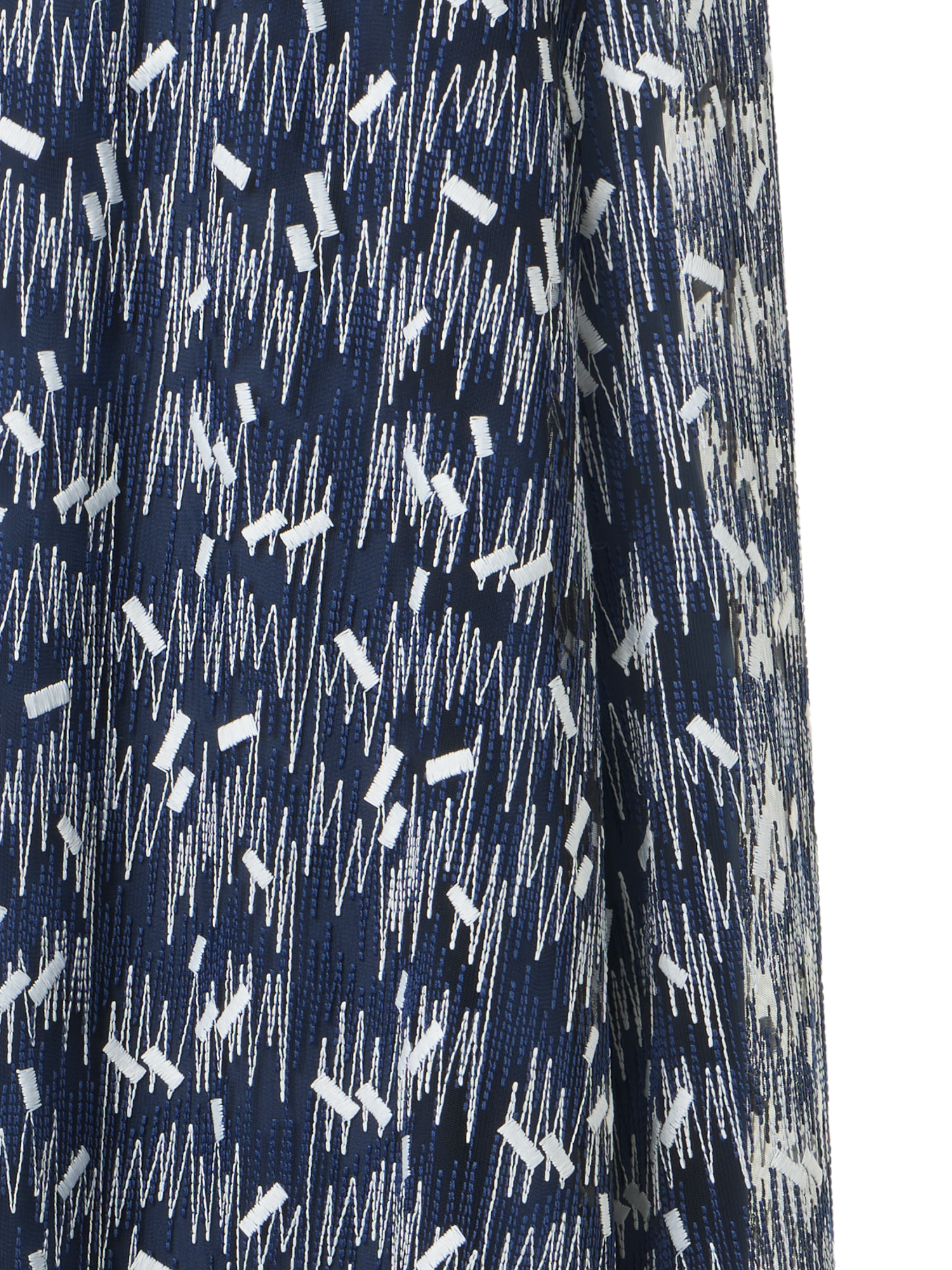 Designer Scribble Dot Embroidered Midi A-Line Dress - blue