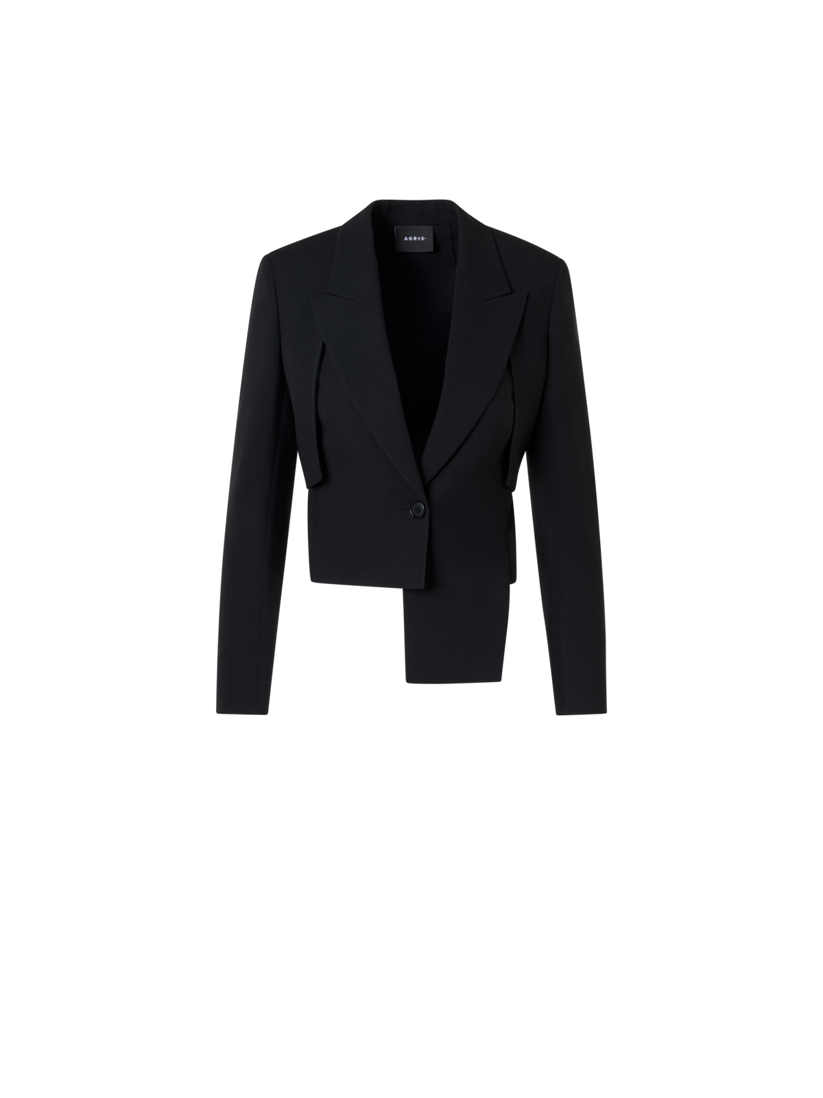 Designer Helline Asymmetrical Jacket with Detachable Bolero - black